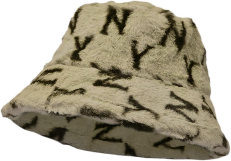 Glory Max Winter Fluffy Plush Bucket Hat Cozy Faux Fur Wide Brim Adjustable Size for Women - Image 1